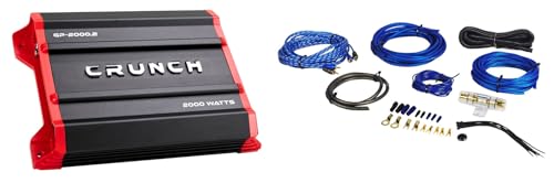 Audiosavings Bundle: Crunch GP-2000.2 Ground Pounder 2000 Watt 2-Channel Amplifier Car Stereo Amp Bundle with Rockville RWK81 8 Gauge Complete Amp Installation Wire Kit with 100% Copper RCA (2 Items)