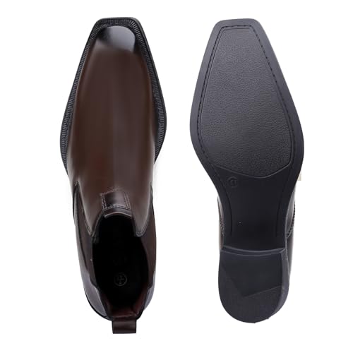 Image of Men's 2 Inch Heel Height Increasing Faux Leather Material With Casual Formal Slipon Chelsea Boot.