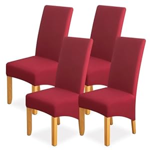 Set van 4 of 6 eetkamerstoelhoezen met elastische basis, rekbaar, antislip, voor eetkamerstoelen, voor bruiloft of woondecoratie