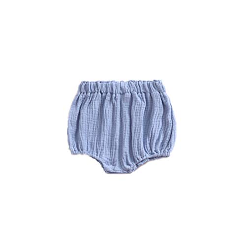 AYIYO Baby Bloomer Infant Kids Girl Soild Cotton Linen Blend Soft Ruffle Pants Shorts 0-3T Toddlers (Blue, 3-6 Months)