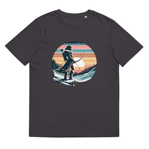 T-shirt Sagittaire Archer at Snowy Sunset en coton bio anthracite taille L