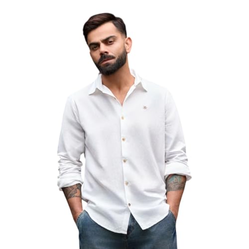 Image of WROGN Men's Linen Blend Shirt | Solid Styles | Slim Fit