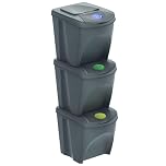 Prosperplast Sortibox Bin Containers, 3 x 25L Rubbish and Waste Separation System, (Grey)
