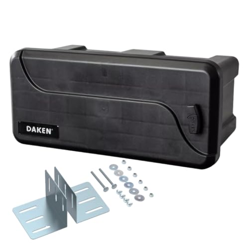DAKEN Blackit 1 Boîte de rangement pour timon 550 x 250 x 295 mm - Boîte à outils - Transporteur en plastique Noir (Avec support carré)