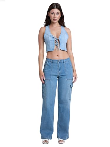 YMI Women´s Elastic Waist Straight Leg Cargo Jean4