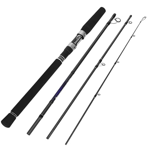 Jenseits 4-Piece Travel Spinning Fishing Rod, 7ft Heavy Power Carbon Fiber Portable Pole for Freshwater & Saltwater - Premium Ceramic Guides, Ideal for Bass & Trout