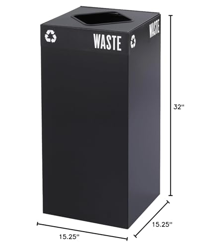 Image of Safco 2982BL Public Square Recycling Receptacle Base, 31-Gallon (Top Sold Separately), Black