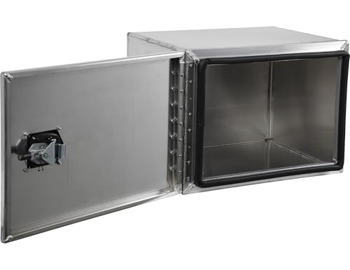 Image of Buyers Products 1705401 Pro Series 18x18x24 Smooth Aluminum Underbody Truck Tool Box, Single Barn Door, Compression Latch, 0.125 in Thick, Rain Gutter & Bulb Seal, Bolt-On Stainless Hinge