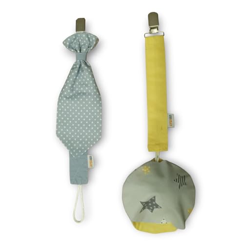 Necktie Pacifier Clip & Protective Round Holder – Adjustable, Handmade & Ultra Durable, 2-Pack, 100% Cotton, Safe & Stylish