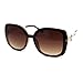 Womens Floral Rhinestone Jewel Rectangular Butterfly Sunglasses All Brown