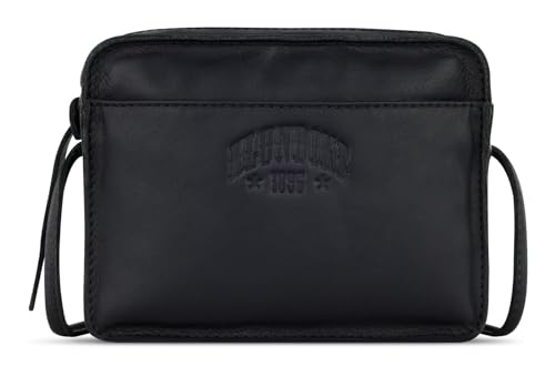 Sac à bandoulière Femme cuir véritable noir maroquinerie vintage
