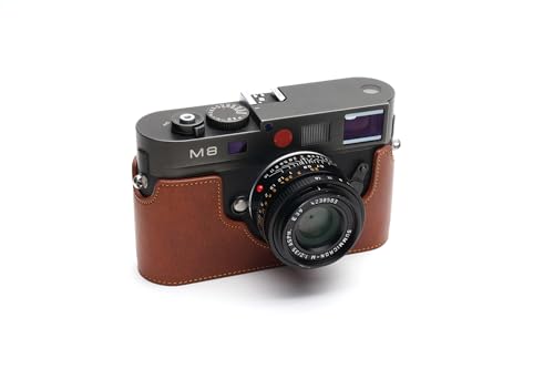 Demi-étui en cuir Leica M9 M8 | Housse de protection fait main couleur roux pour boîtier