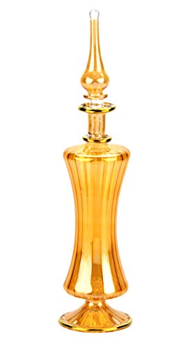 NileCart Bouteille de parfum égyptien grande taille 22,9 cm couleur miel faite à la main en Égypte Pour votre parfum, huiles essentielles, décoration égyptienne ou centre de table de fête Cover