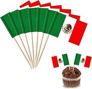 YXHZVON 200 Pièces Mexique Drapeaux en Cure-Dents, Drapeau de Monde Cure-Dents Cocktail Stick Drapeau pour Fête Nourriture Cake Vaisselle Fruits Pub Fête...