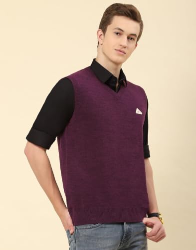 Image of Monte Carlo Men Regular Fit Sleeveless Solid V Neck Winter Sweater (Pack of 1)