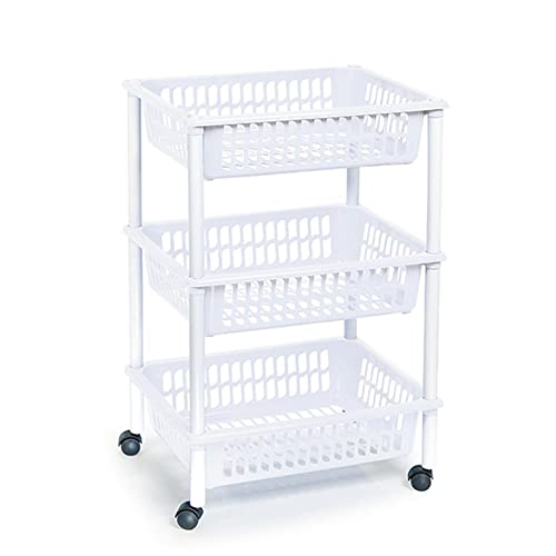 Plastic Forte Verdulero con Ruedas 3 Pisos Blanco
