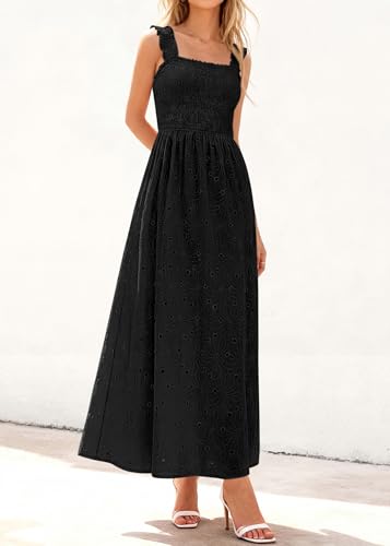 Image of KIRUNDO Summer Lace Dress for Women Eyelet Maxi Sundress