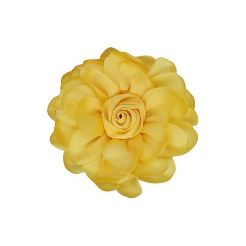 Image of Extra Large Satin Fabric Flower Brooch for Women Elegant Rose Camellia Floral Brooch Pin Handmade Big Satin Fabric Flower Statement Brooch Pin Vintage Clothing Hat Bag Accessories Christmas Wedding Bridal Birthday Jewelry