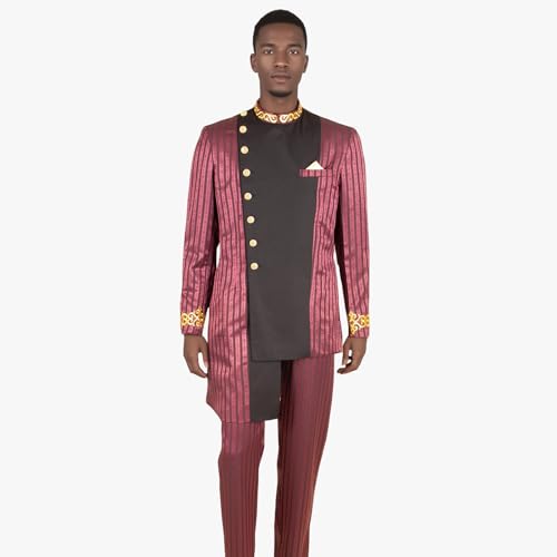 African Attire for Men Embroidery Jacket and Trousers Wedding Formal Slim Fit 2 Piece Set3