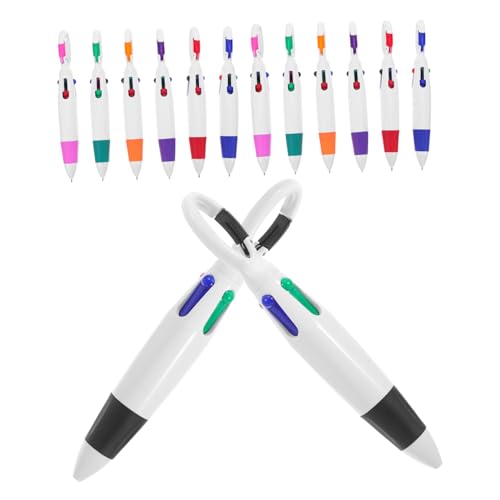 STOBOK 14個多色ボールペン 引き込み式 シャトルペン バックルクリップ付き ソフトグリップ 学校 オフィス向け 文房具
