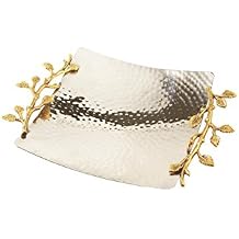 Elegance Golden Vine Hammered Square Tray, 8", Gold/Silver, 8"