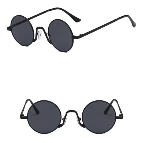 Lunettes de soleil rondes rétro en métal noir pour vos terrasses et festivals d'été