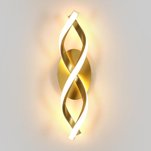 DELIPOP Lampada da Parete LED, 16W 1800LM Oro Applique da Parete Interno Moderno, Lampada a Muro 3000K Bianco Caldo per Camera da Letto Soggiorno Corridoio Sala da Pranzo