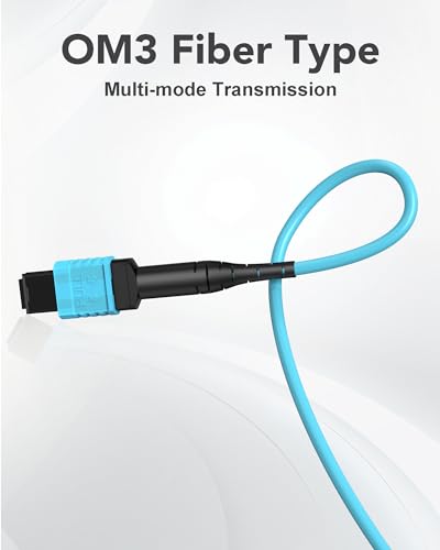 Image of 3M MPO to MPO APC Fiber Cable, OM3 Cable 40G /100G /400G, 8 Fibers Female Type B Multimode LSZH, MTP Compatible for FTTx - 3M(9.8FT)