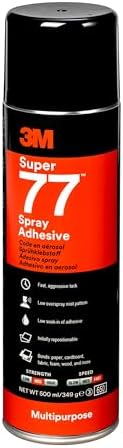 3M Super 77 Multipurpose Spray Adhesive, Clear Adhesive, 1 x 500 ml, Beige