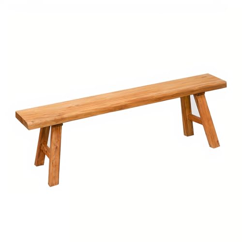ZPrestiCraftbl Banc en bois massif de 100 cm - Banc rustique en bois naturel - Banc en bois solide pour couloir, salle à manger ou chambre à coucher