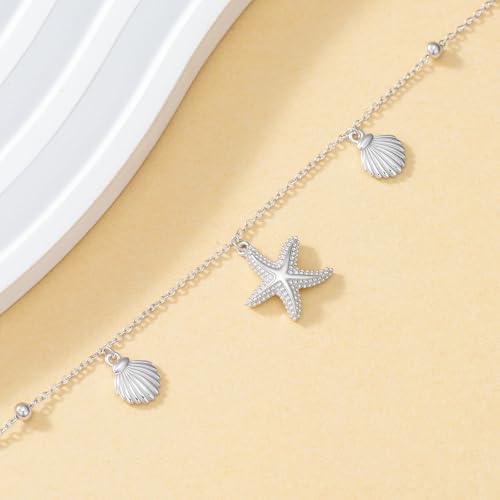 Image of 925 Sterling Silver Layered Ankle Bracelets for Women Jewelry Gifts | 925 Sterling Silver Layered Sea Turtles /Elephant /Wave Anklet Animal Bracelet Summer Ocean Beach Jewelry Gifts for Women