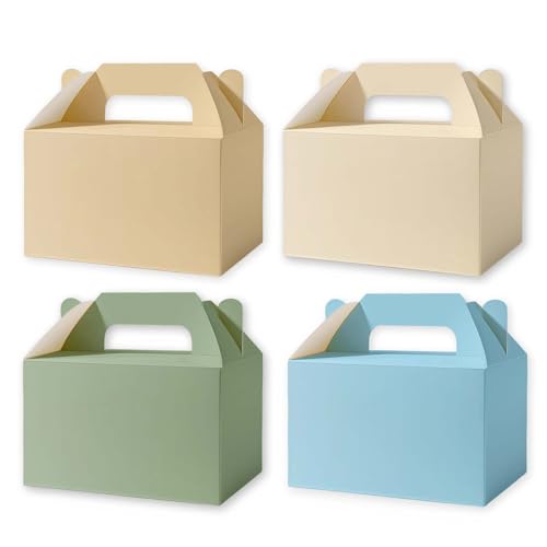 RVEAFA 24 Pack Soothing Gable Boxes - Green Blue Cream Party Favor Boxes for Easter, Baby Shower Favors (Boy, Girl, Gender Neutral), Garden Birthday, Wedding & Spring Party Treat Box for Candy & Gifts