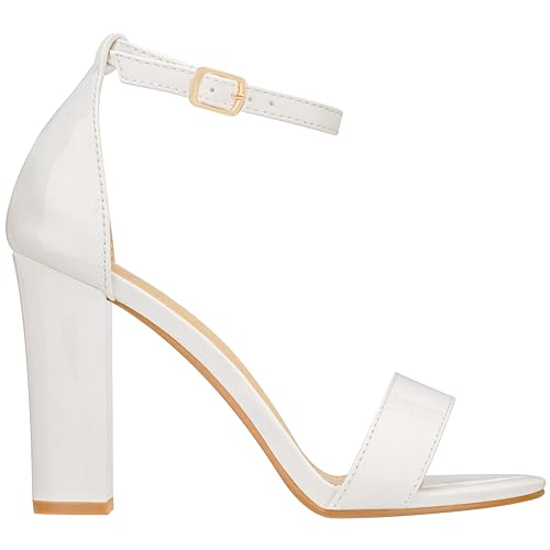 ILLUDE Women’s Open Toe Ankle Strap Chunky Block High Heel - Formal, Wedding, Party Classic Heeled Sandals - Ruby2