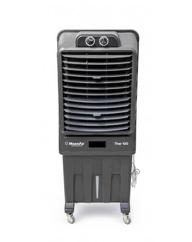 Image of AIR Moon Thar 100 Desert Air Cooler, 3-Speed Control, Honeycomb Pads, with Castor Wheels (Rust Grey, 95 Ltr)