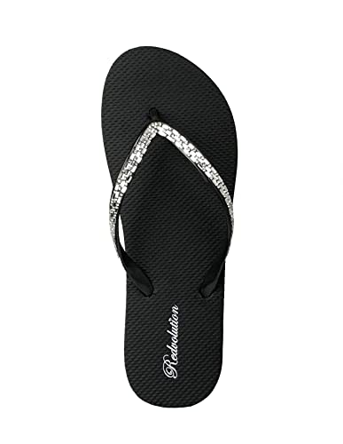 Image of REDVOLUTION Women's Rhinestone Sandals Soft Platform Footbed Midsole Fashion Flip Flop