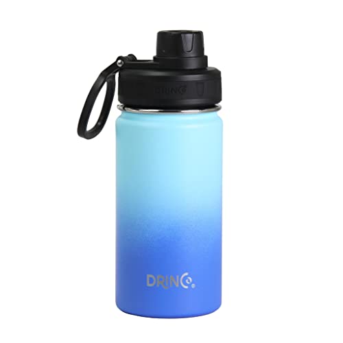 Image of Drinco Stainless Steel Water Bottle Spout Lid Vacuum Insulated Double Wall Water Bottle Wide Mouth Leak Proof Keep Cold Sport Camping Hiking (14oz Morning Sky Blue)