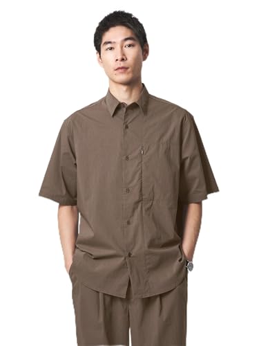[ユナイテッドアローズ グリーンレーベル リラクシング] WONDER CLOTH ジャストルーズ レギュラーカラー 半袖 シャツ -ストレッチ・接触冷感・吸水速乾- 32161000041 2770 MOCA(27) L