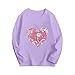 Kids Heart Print Long Sleeve T-Shirt Loose Crewneck Pullover Comfy Basic Casual Tee Tops for Girls Boys 2-14 Years