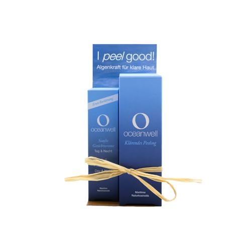 Oceanwell Naturkosmetik | I peel good | Home Spa Set | Mit 50 ml klärendem Peeling und 30 ml sanfte Gesichtscreme | Hochkonzentrierter Algenextrakt | Spendet intensiv Feuchtigkeit