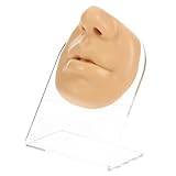 MERRYHAPY Modelo Facial Flexible para Práctica de Piercing Simulación Realista con Nariz y Boca Natural Incluye Soporte para Escuelas y Salones de