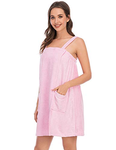 Image of Veseacky Women Bath Wrap Towel for Womens Shower with Pocket Adjustable Spa Robe & Facial Headband