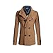 Lu's Chic Men's Double Breasted Coat Korean Trenchcoat Fashion Dress Jacket Slim Fit Business Casual Outwear Long Sleeve Military Topcoat Lightweight Top Pea Coats 2026 A-Khaki Brown