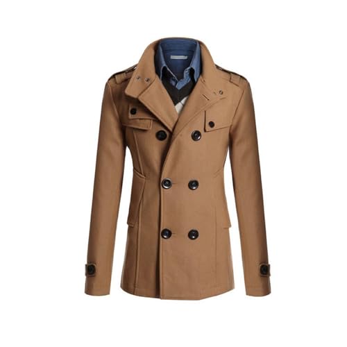 Image of Lu's Chic Men's Double Breasted Coat Korean Trenchcoat Fashion Dress Jacket Slim Fit Business Casual