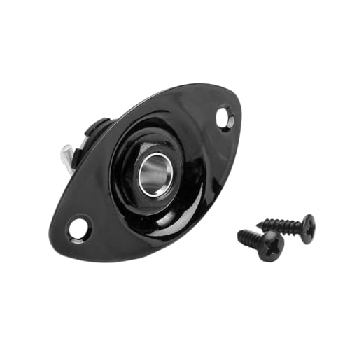 BAZEITFLOW ギター用入力ジャック 黒色楕形ソケット ネジ付き 電気ギター ベ