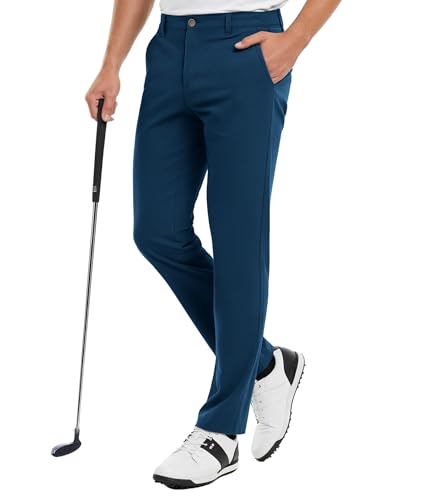 Holure Men's Golf Trousers Waterproof Straight Fit Stretch Outdoor Pants Inseam 30''/32'' Lightweight Casual Pants with Pockets