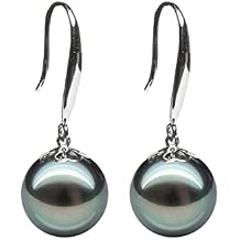 NONNYL AAA+ Tahitian Black Pearl Dangle Drop Earrings 8-9mm Round Valentines Day Gifts for Wife Her Women Gift Wedding Anniversary Christmas Day Gifts Birthday Gift for Jewelry