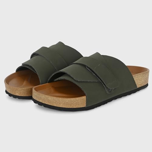Image of Centrino Mens Cushion Sliders /Slippers| | Open Toe Design |Berkin-Style Slip-On Sandals | Lightweight & Comfortable | Arch Support | On-Grip Sole | Casual Outdoor Wear (6865)