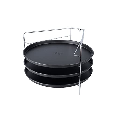 Zenker 7515 Set de cuisson pizza, 3 plaques à pizza et 1 grille four, plaque pizza, plaque de cuisson pour pizza, plat pizza four, moule pizza, Acier, Noir,...