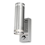 4lite Marinus Outdoor Up Down Wall Light (Stainless Steel) Rust Free IP44 Rated Motion Sensor Exterior Wall Lamp - 4L2/2306-4Yr Guarantee