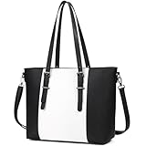 Women Purses and Handbags Tote Shoulder Bag Top Handle Satchel Bags for Ladies (Black/White)